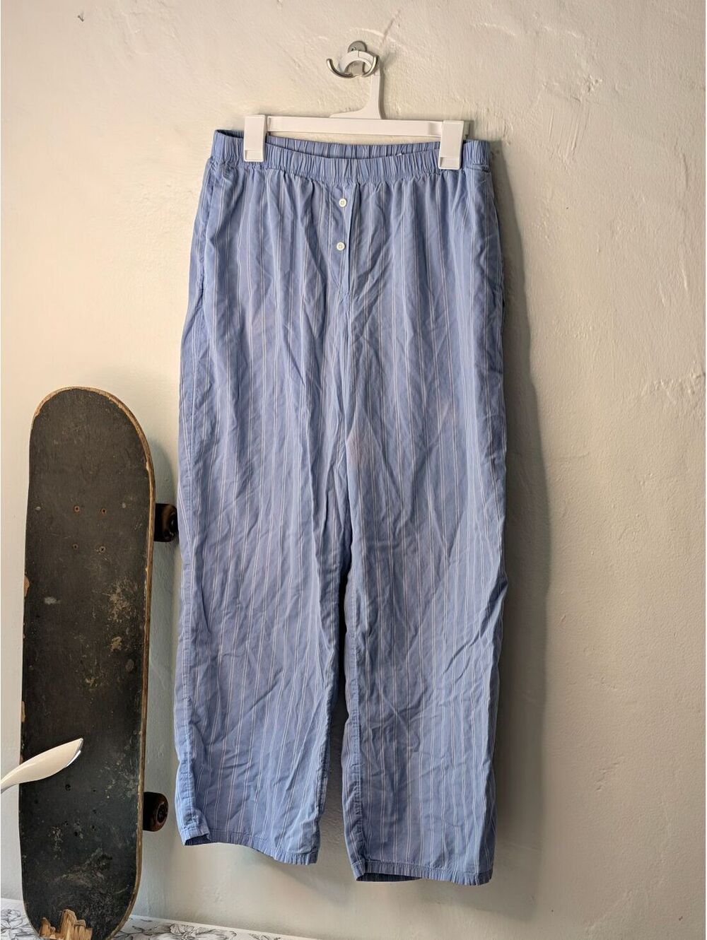 Men's Blue Striped Cotton Pajama Pants Medium